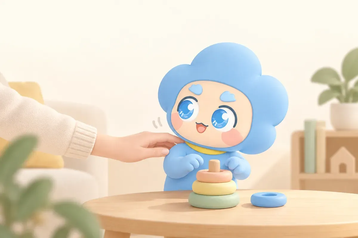 Yunbao turns toward the person gently touching it